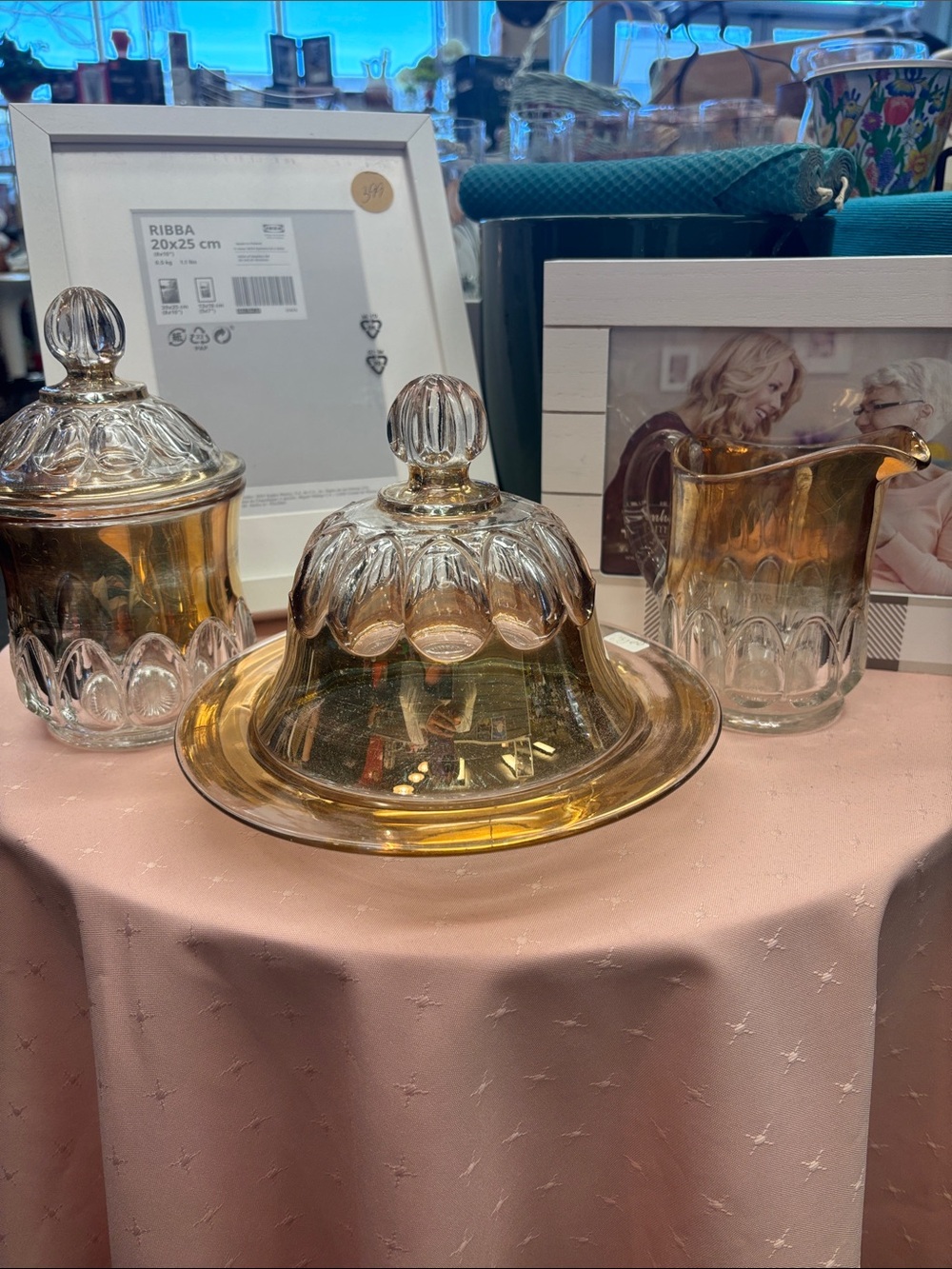 Amber Glass Butter Dish with Lid - Home Dining